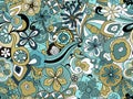 Retro Moody Florals in Blue and Green Royalty Free Stock Photo