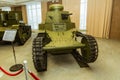 Retro combat armored vehicle exhibit military history Museum, Ekaterinburg, Russia, 05.03.2016 year