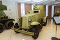 Retro combat armored vehicle exhibit military history Museum, Ekaterinburg, Russia, 05.03.2016 year