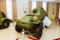 Retro combat armored vehicle exhibit military history Museum, Ekaterinburg, Russia, 05.03.2016 year