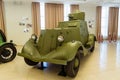 Retro combat armored vehicle exhibit military history Museum, Ekaterinburg, Russia, 05.03.2016 year