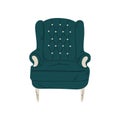 Retro Comfortable Armchair, Cushioned Furniture with Upholstery, Interior Design Element Vector Illustration Royalty Free Stock Photo