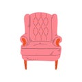 Retro Comfortable Pink Armchair, Cushioned Furniture with Upholstery, Interior Design Element Vector Illustration Royalty Free Stock Photo