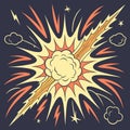 Retro comic book style explosion illustration with dynamic vibrant energy effect Royalty Free Stock Photo