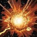 Retro Comic Book Style: Glowing Asteroid Explosion