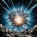 Retro Comic Book Style Supernova Explosion Illustration