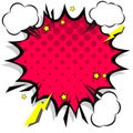 Retro comic design speech bubbles. Flash explosion with clouds