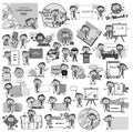 Retro Comic Doctor Characters - Set of Concepts Vector illustrations Royalty Free Stock Photo