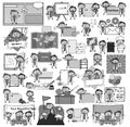 Retro Comic Doctor Various Concepts - Black and White Cartoon Vector illustrations