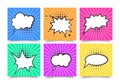 Retro comic empty speech bubbles set on colorful background, vintage design, pop art style Royalty Free Stock Photo