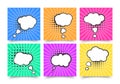 Retro comic empty speech bubbles set on colorful background, vintage design, pop art style Royalty Free Stock Photo