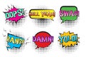 Retro comic speech bubbles with SWAG, YOLO, BANG