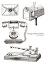 Retro communication equipment hand drawing vintage style