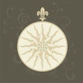 Retro compass with fleur-de-lis Royalty Free Stock Photo