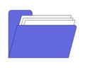 Retro computer folder files flat line color isolated vector object