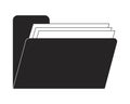 Retro computer folder files flat monochrome isolated vector object
