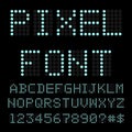 Retro computer font. Circle pixel alphabet.