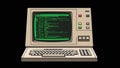 Retro Computer with Green Code on Screen and Mechanical Keyboard Royalty Free Stock Photo