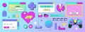 Retro computer screen interface with windows, folder, popup notification, browser and message frames Royalty Free Stock Photo