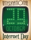 Retro Computer Screen and Reminder Date for Internet Day, Vector Illustration