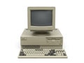 Retro computer system isolated on white background Royalty Free Stock Photo
