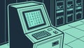 Retro Computer Terminal with Binary Vector Illustration, vector design Generative AI Royalty Free Stock Photo