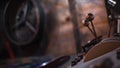 Retro control panel, close-up levers. Rusty texture.