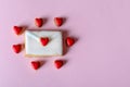 Retro cookies in shape of white envelope and little hearts Royalty Free Stock Photo