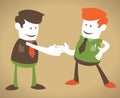 Retro Corporate Guys enjoy a handshake.