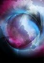 Retro cosmic abstract background with grunge blots texture