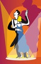 Retro couple dancing tango. Vector illustration in art deco styl Royalty Free Stock Photo