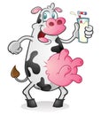 Retro cow drinking milk Royalty Free Stock Photo