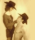 Retro Cowboy couple Royalty Free Stock Photo