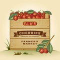 Retro crate of cherries