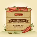 Retro crate of chili peppers
