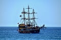 Retro cruise ship in turkey at sea in summer day landscape Royalty Free Stock Photo