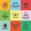 Retro Custom Bicycle Vector Labels or Logo Templates Set.