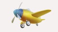 Retro cute yellow and blue two seat airplane Royalty Free Stock Photo