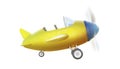 Retro cute yellow and blue two seat airplane
