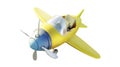 Retro cute yellow and blue two seat airplane Royalty Free Stock Photo