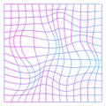 Retro cyberpunk wireframe distorted mesh. Colorful grid