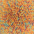 Retro 3d rendering multi colored pattern of randomly arranged round stalks