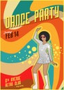 Retro dance party poster. Vector illustration