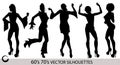 Retro dancing girl silhouettes Royalty Free Stock Photo