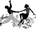 Retro dancing silhouette