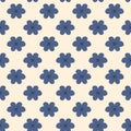 Retro dark blue simple flowers seamless pattern. Floral endless background. Flower ornament tile. Wild flowers botanic repeat