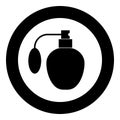 Retro deodorant Perfume bottle with atomizer or spray pump icon in circle round black color vector illustration flat style image