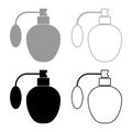 Retro deodorant Perfume bottle with atomizer or spray pump icon outline set black grey color vector illustration flat style image