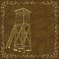 Retro design card with hunting tower Royalty Free Stock Photo