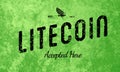 Litecoin Accepted Here Retro Design Black On Green